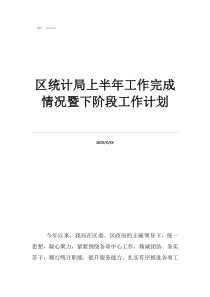 員工下階段工作計劃區(qū)統(tǒng)計局上半年工作完成情況暨下階段工作計劃