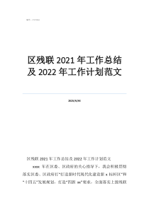 鄉(xiāng)鎮(zhèn)殘疾人工作總結(jié)區(qū)殘聯(lián)2021年工作總結(jié)及2022年工作計劃范文