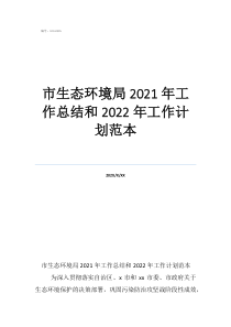 市生態(tài)環(huán)境局2021年工作總結(jié)和2022年工作計劃范本