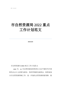 市自然資源局2022重點工作計劃范文