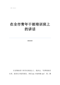 新任干部培訓講話在全市青年干部培訓班上的講話