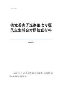 巡察整改個(gè)人剖析鎮(zhèn)黨委班子巡察整改專題民主生活會(huì)對照檢查材料
