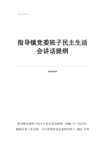 指導(dǎo)鎮(zhèn)黨委班子民主生活會(huì)講話提綱