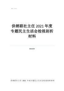 民主生活會個人檢視問供銷聯(lián)社主任2021年度專題民主生活會檢視剖析材料