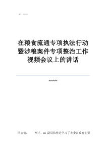 嚴格落實糧食安全責任在糧食流通專項執(zhí)法行動暨涉糧案件專項整治工作視頻會議上的講話