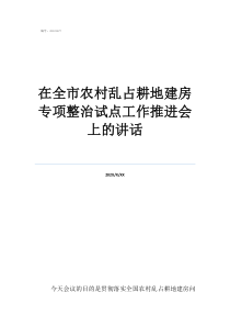 亂占耕地建房整治工作在全市農(nóng)村亂占耕地建房專項(xiàng)整治試點(diǎn)工作推進(jìn)會(huì)上的講話