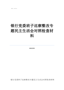 巡察整改民主生活會銀行黨委班子巡察整改專題民主生活會對照檢查材料