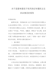 關(guān)于縣委常委班子黨風(fēng)黨紀(jì)專題民主生活會(huì)情況的報(bào)告