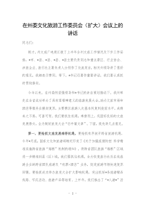 在州委文化旅游工作委員會（擴(kuò)大）會議上的 講話
