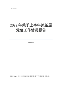2022年關(guān)于上半年抓基層黨建工作情況報(bào)告