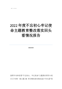 主題教育問題整改清單2022年度不忘初心牢記使命主題教育整改落實(shí)回頭看情況報(bào)告