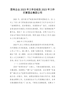 國有企業(yè)2023年工作總結(jié)及2023年工作打算國企集團公司docx