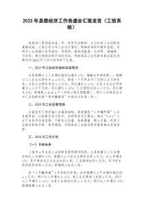 2023年縣委經(jīng)濟工作務虛會匯報發(fā)言（工信系統(tǒng)）docx