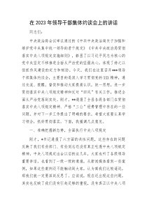 在2023年領導干部集體約談會上的講話docx