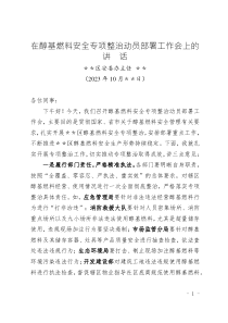 在醇基燃料安全專項(xiàng)整治安排部署工作會(huì)上的講話