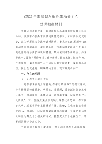 2023年主題教育組織生活會(huì)個(gè)人對(duì)照檢查材料