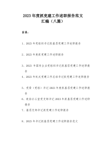 2023年度抓黨建工作述職報告范文匯編（八篇）