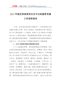 2023年度區(qū)財(cái)政局黨總支書記抓基層黨建工作述職報(bào)告