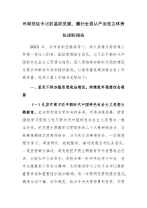 黨組書(shū)記抓基層黨建、履行全面從嚴(yán)治黨主體責(zé)任述職報(bào)告范文