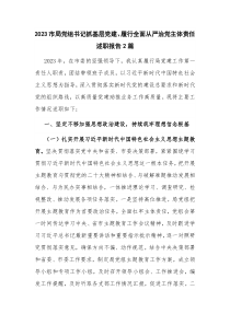 2023市局黨組書記抓基層黨建、履行全面從嚴(yán)治黨主體責(zé)任述職報(bào)告2篇