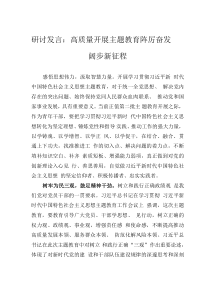 研討發(fā)言：高質(zhì)量開展主題教育 踔厲奮發(fā)闊步新征程