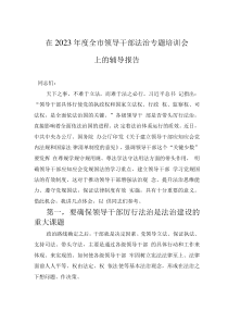 在2023年度全市領(lǐng)導(dǎo)干部法治專題培訓(xùn)會(huì)上的輔導(dǎo)報(bào)告