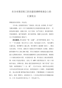 在全市基層組工隊(duì)伍建設(shè)調(diào)研座談會(huì)上的匯報(bào)發(fā)言