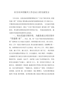 在全市鄉(xiāng)村振興工作會(huì)議上的交流發(fā)言
