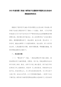 2023年度黨委（黨組）領(lǐng)導(dǎo)班子主題教育專題民主生活會對照檢查材料范文