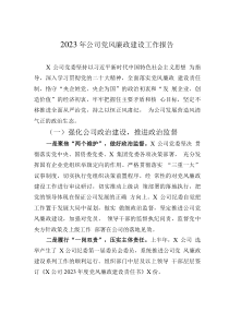 2023年公司黨風廉政建設(shè)工作報告