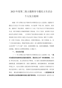 2023年度第二批主題教育專題民主生活會(huì)個(gè)人發(fā)言提綱