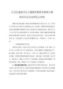 公司紀委副書記主題教育暨教育整頓專題組織生活會對照發(fā)言材料