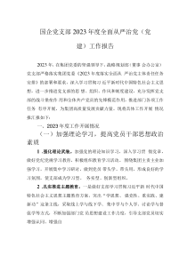 國企黨支部2023年度全面從嚴(yán)治黨（黨建）工作報(bào)告