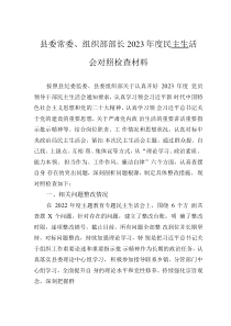 縣委常委、組織部部長2023年度民主生活會對照檢查材料