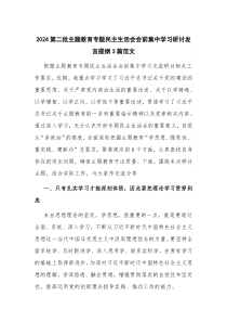 2024第二批主題教育專題民主生活會會前集中學(xué)習(xí)研討發(fā)言提綱3篇范文