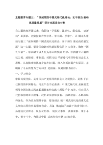主題教育專題三：“深刻領悟中國式現(xiàn)代化理論，實干擔當推動高質(zhì)量發(fā)展”研討交流發(fā)言材料