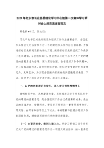 2024年組織部長(zhǎng)在縣委理論學(xué)習(xí)中心組第一次集體學(xué)習(xí)研討會(huì)上的交流發(fā)言范文