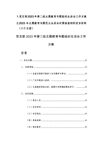 黨支部2023年第二批主題教育專題組織生活會工作方案及范文
