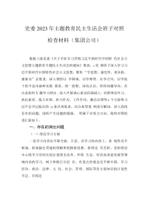 黨委2023年主題教育民主生活會班子對照檢查材料（集團公司）