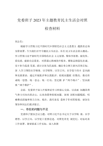 黨委班子2023年主題教育民主生活會對照檢查材料