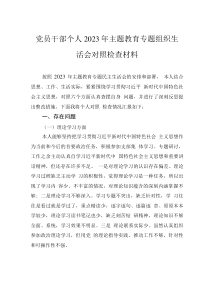 黨員干部個人2023年主題教育專題組織生活會對照檢查材料