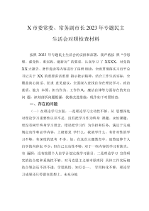 X市委常委、常務(wù)副市長(zhǎng)2023年專(zhuān)題民主生活會(huì)對(duì)照檢查材料