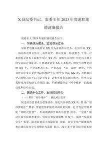 X縣紀(jì)委書記、監(jiān)委主任2023年度述職述德述廉報(bào)告