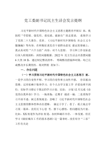 黨工委副書記民主生活會發(fā)言提綱