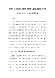 黨委書(shū)記在2023年度黨支部書(shū)記抓基層黨建工作述職評(píng)議會(huì)議上的講話提綱范文