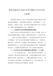 教育局副局長(zhǎng)2023年度專題民主生活會(huì)發(fā)言提綱