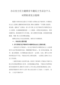 辦公室主任主題教育專題民主生活會(huì)個(gè)人對(duì)照檢查發(fā)言提綱