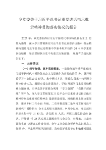 鄉(xiāng)黨委關(guān)于習(xí)近平總書記重要講話指示批示精神貫徹落實(shí)情況的報(bào)告