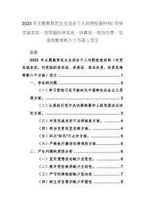 2023年主題教育民主生活會(huì)個(gè)人對(duì)照檢查材料（對(duì)黨忠誠(chéng)老實(shí)，對(duì)黨組織講實(shí)話、講真話、擔(dān)當(dāng)負(fù)責(zé)，攻堅(jiān)克難等新六個(gè)方面）范文