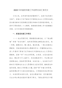 2023年抓基層黨建工作述職總結(jié)匯報(bào)范文